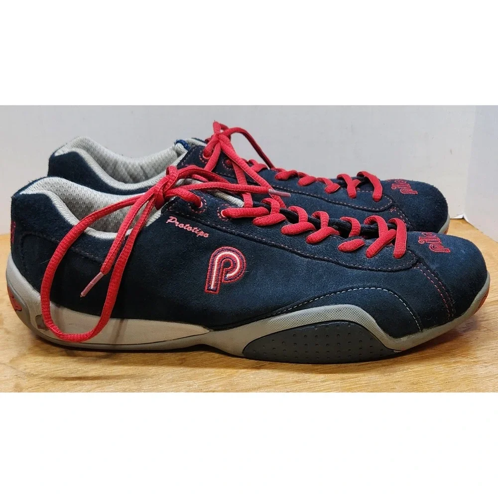 Piloti Prototipo Navy Blue Suede Red Driving Shoes Mens Sneakers Low Top